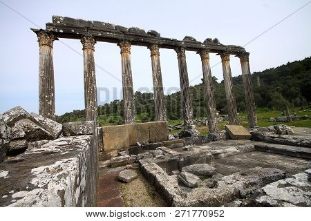 Columns Of The Ancient Temple Of Zeus At Euromos Was An Ancient City In Caria Anatolia Turkey