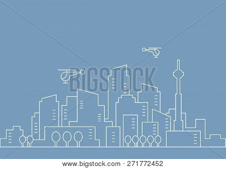 Vector Thin Line City Illustration Concept For Any Use