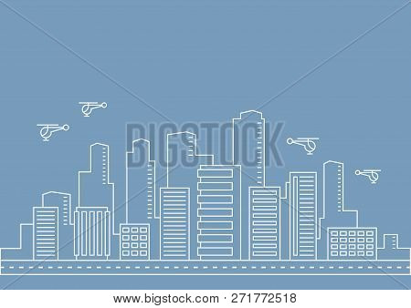 Vector Thin Line City Illustration Concept For Any Use