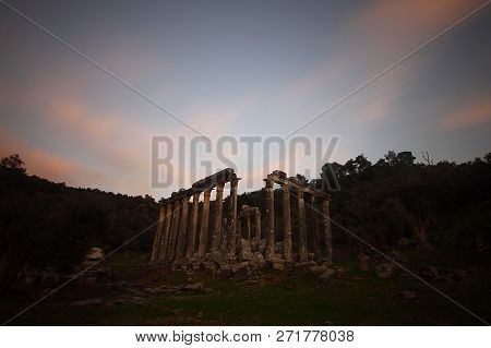 Columns Of The Ancient Temple Of Zeus At Euromos Was An Ancient City In Caria Anatolia Turkey