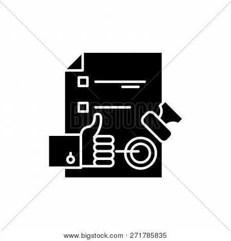 Quality Control System Black Icon, Vector Sign On Isolated Background. Quality Control System Concep