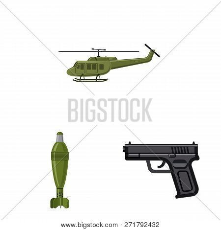 Vector Illustration Of Weapon And Gun Icon. Set Of Weapon And Army Vector Icon For Stock.