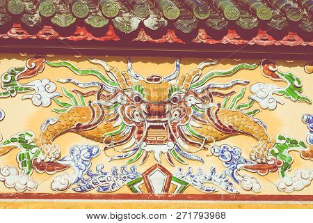Dragon Decorations. Imperial Royal Palace Of Nguyen Dynasty In Hue, Vietnam. Unesco World Heritage S