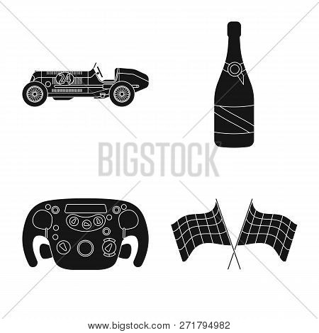 Vector Design Of Car And Rally Sign. Set Of Car And Race Vector Icon For Stock.