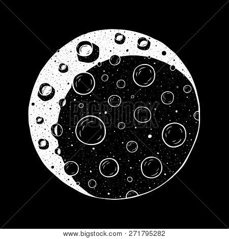 Full Moon With Shadow. Vector Illustration. Isolated.