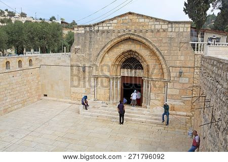 Jerusalem, Israel - September 20, 2017: Church Of The Sepulchre Of Saint Mary, Also Tomb Of The Mary
