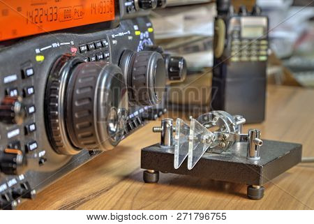 Modern High Frequency Radio Amateur Transceiver Closeup
