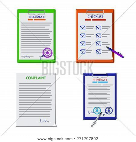 Vector Illustration Of Form And Document Symbol. Set Of Form And Mark Stock Symbol For Web.