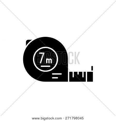 Yardstick Black Icon, Vector Sign On Isolated Background. Yardstick Concept Symbol, Illustration