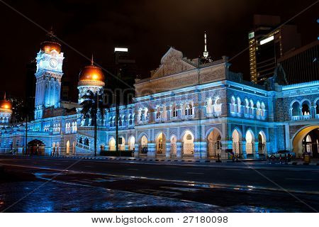 Sultan Abdul Samad Building, uma noite, em Kuala Lumpur