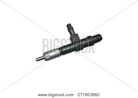 Used Fuel Injector Isolated On White Background.