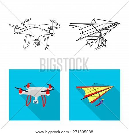 Isolated Object Of Plane And Transport Symbol. Set Of Plane And Sky Vector Icon For Stock.