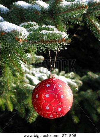 Punainen Christmas pallo kuusen