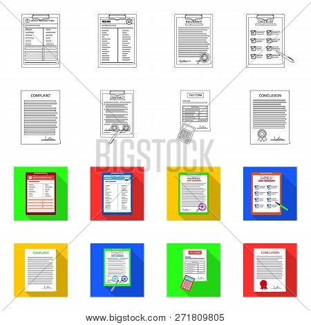 Isolated Object Of Form And Document Logo. Set Of Form And Mark Vector Icon For Stock.