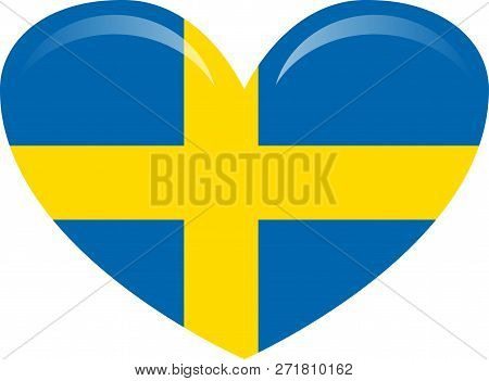 Flag Of Sweden. Realistic Waving Flag Of Kingdom Of Sweden. Fabric Textured Flowing Flag Of Sweden.