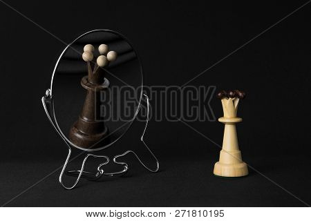 White Queen Sees Black Queen In The Mirror