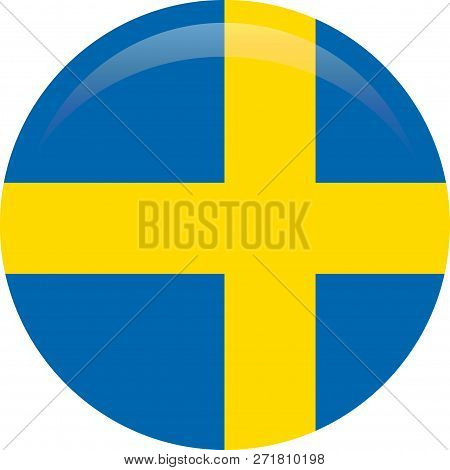 Flag Of Sweden. Realistic Waving Flag Of Kingdom Of Sweden. Fabric Textured Flowing Flag Of Sweden.