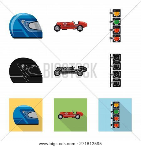 Vector Illustration Of Car And Rally Icon. Set Of Car And Race Stock Vector Illustration.