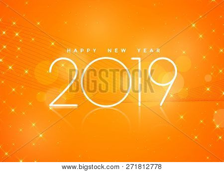 Beautiful Orange 2019 Happy New Year Background Vector Illustration