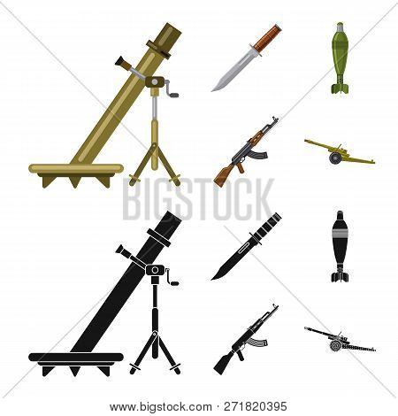 Vector Design Of Weapon And Gun Icon. Collection Of Weapon And Army Stock Vector Illustration.