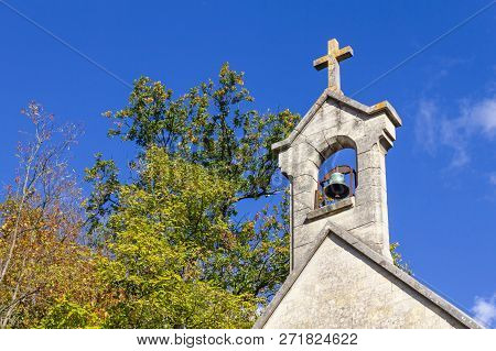 Church Tower Details In Auvers-sur-oise Village, France