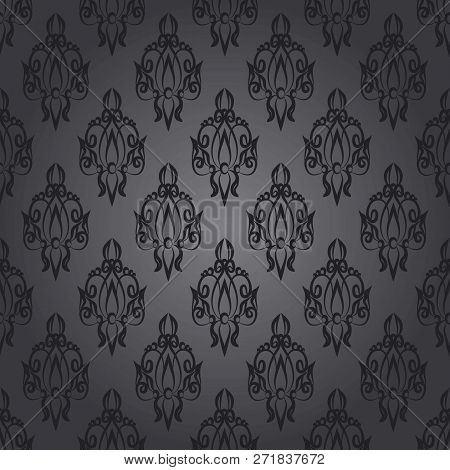 Seamless Pattern In Classic Style, In Shades Of Gray
