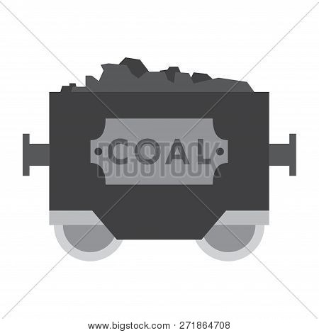Trolley With Ore On Rails Vector Illustration