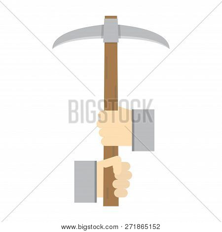 Pickaxe Breaking Mountain Linear Icon. Mining. Navvy Pick. Contour Symbol. Editable Stroke