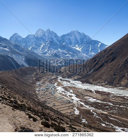 Pangboche Village On The Way To Everest Base Camp, Khumbu, Sagarmatha National Park, Nepal Himalaya