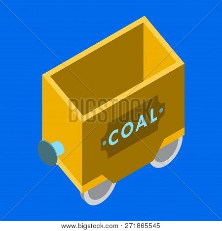 Trolley With Ore On Rails Vector Illustration