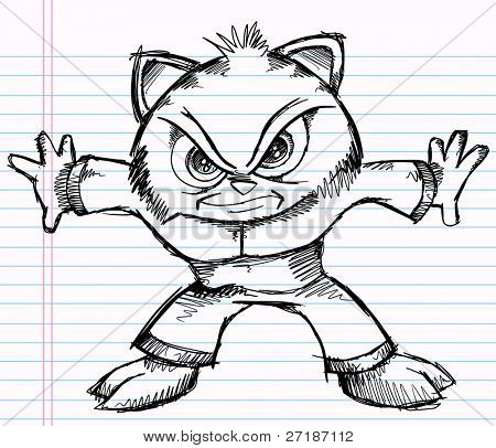 노트북 낙서 스케치 호랑이 전사 드로잉 벡터 일러스트 레이 션 예술