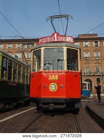 Vintage 502 Tram At Trolley Festival In Turin