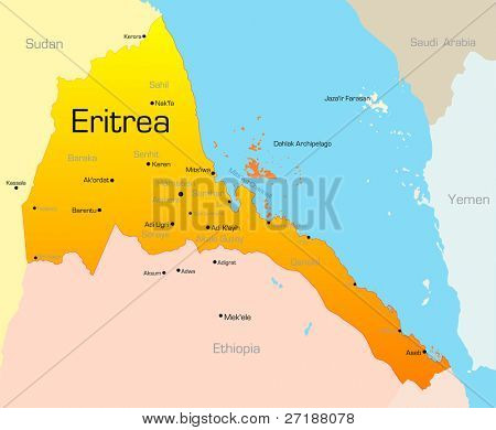 Abstraktní vektorová mapa barev země Eritrea