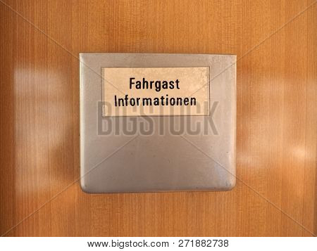 Fahrgast Informationen (meaning Passenger Information) Sign On Vintage German Tram