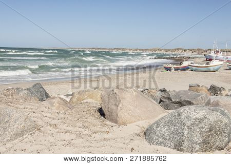 Fishing Boats On The Beach In Norre Vorupor, Denmark