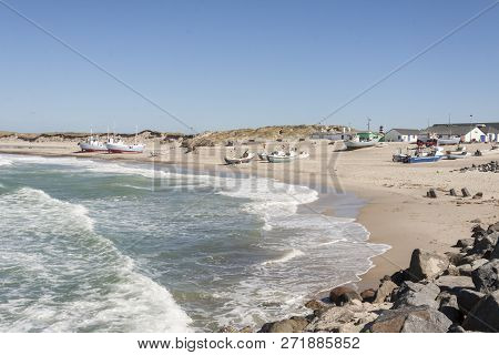 Fishing Boats On The Beach In Norre Vorupor, Denmark