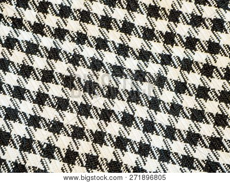 Arafat Scarve. Weaved Texture Of A Material. Linen Natural Fabric, Square Pattern, Close Up. Silk Pa