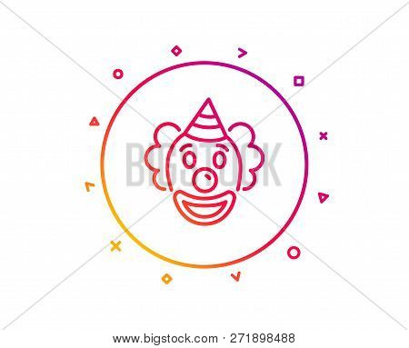 Clown Line Icon. Amusement Park Funnyman Sign. Gradient Pattern Line Button. Clown Icon Design. Geom