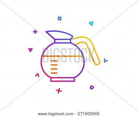 Coffeepot Line Icon. Coffee Hot Drink Sign. Brewed Fresh Beverage Symbol. Gradient Line Button. Coff