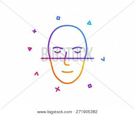 Face Recognition Line Icon. Faces Biometrics Sign. Head Scanning Symbol. Gradient Line Button. Face 