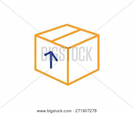 Delivery Box Line Icon. Logistics Shipping Sign. Parcels Tracking Symbol. Colorful Outline Concept. 