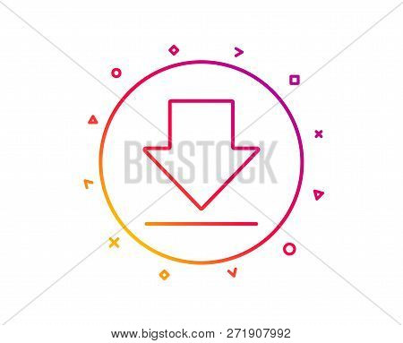 Download Line Icon. Internet Downloading Sign. Load File Symbol. Gradient Pattern Line Button. Downl