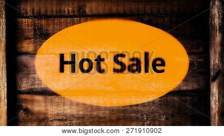 Hot Sale Burning Text With Smoke On Wooden Background. Sales Promotional Animation Video