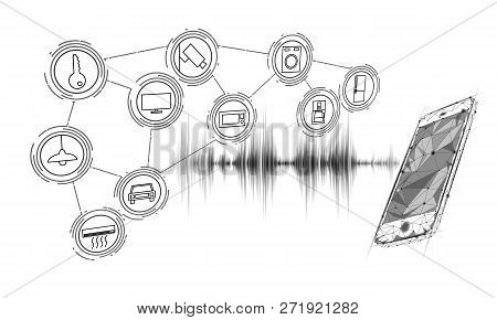Voice Assistant Smart Home Control. Internet Of Things Icon Innovation Technology Concept. Wireless 