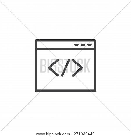 Web Browser Coding Outline Icon. Linear Style Sign For Mobile Concept And Web Design. Coding Website