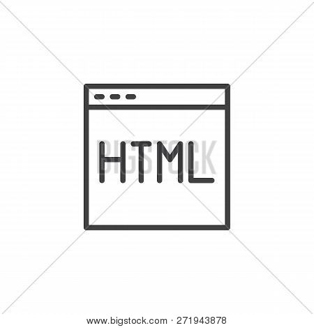 Webpage Html Code Outline Icon. Linear Style Sign For Mobile Concept And Web Design. Programming And
