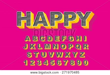 3d Bold Retro Font. Vintage Alphabet Vector 80 S, 90 S Old Style Graphic Poster