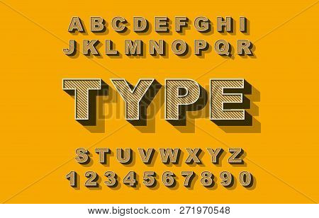 3d Bold Retro Font. Vintage Alphabet Vector 80 S, 90 S Old Style Graphic Poster
