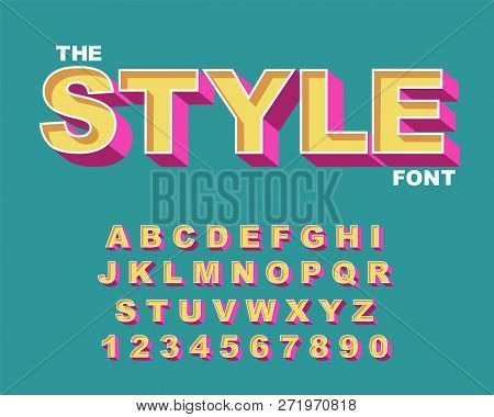 3d Bold Retro Font. Vintage Alphabet Vector 80 S, 90 S Old Style Graphic Poster