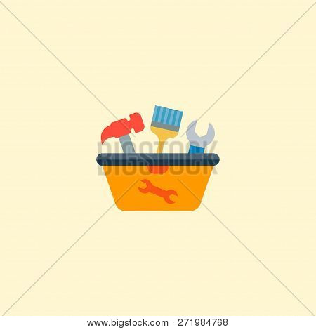 Tool In Box Icon Flat Element. Vector Illustration Of Tool In Box Icon Flat Isolated On Clean Backgr